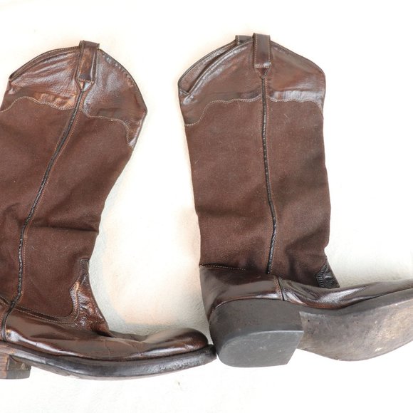 Alberto Fasciani Choco-Brown pull-on leather/fabric combination Western boot - Picture 5 of 9